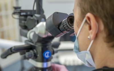 High magnification equipment in use for biomimetic dentistry